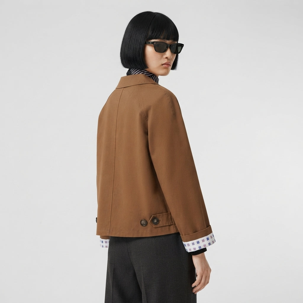 Brown Single-Breasted Casual Jacket with Pockets