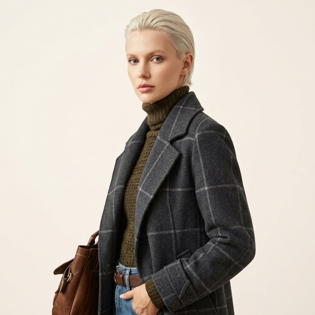 Jennifer Wool Check Coat
