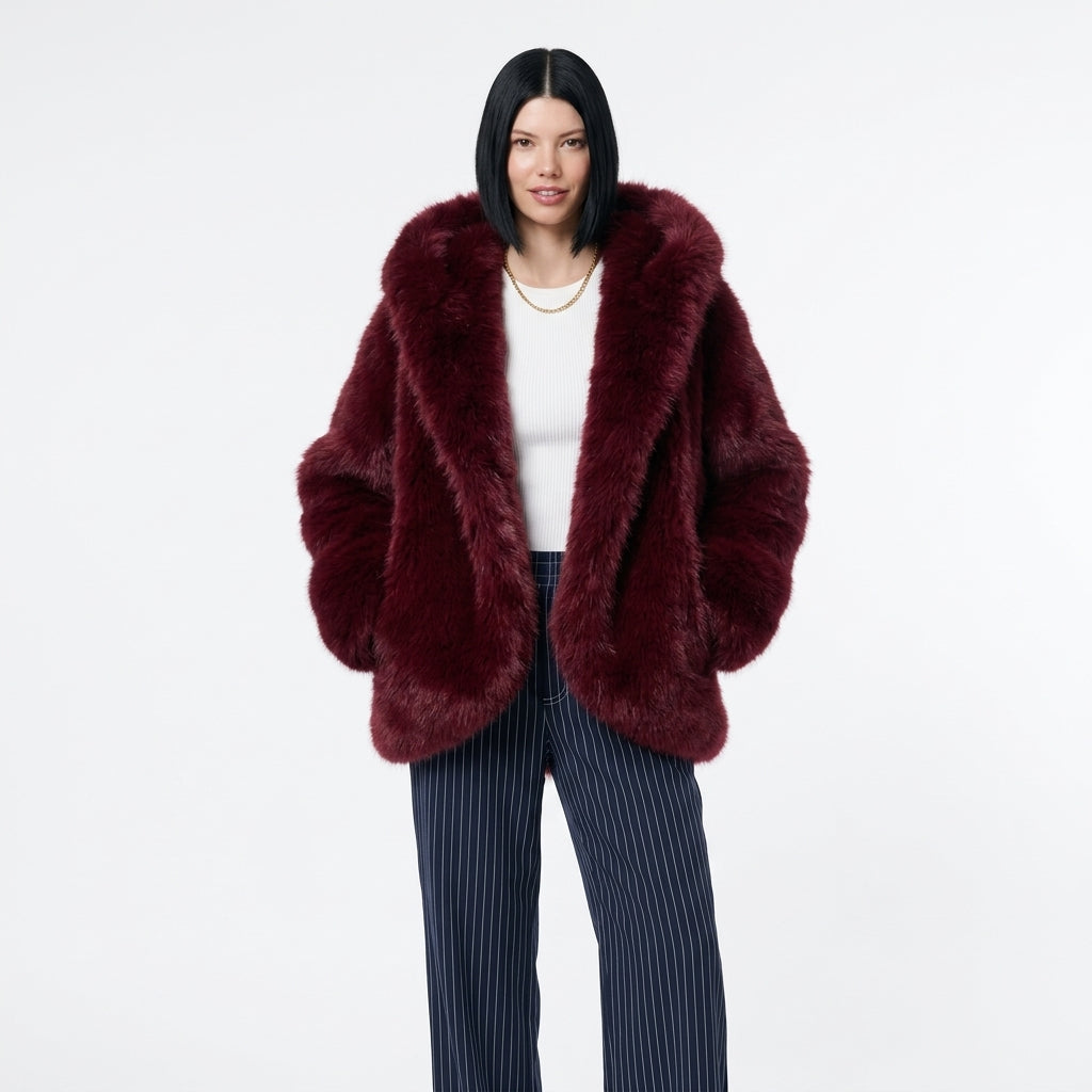 Evelyn | Women's Oversized Hooded Faux Fur Long Sleeve Winter Coat