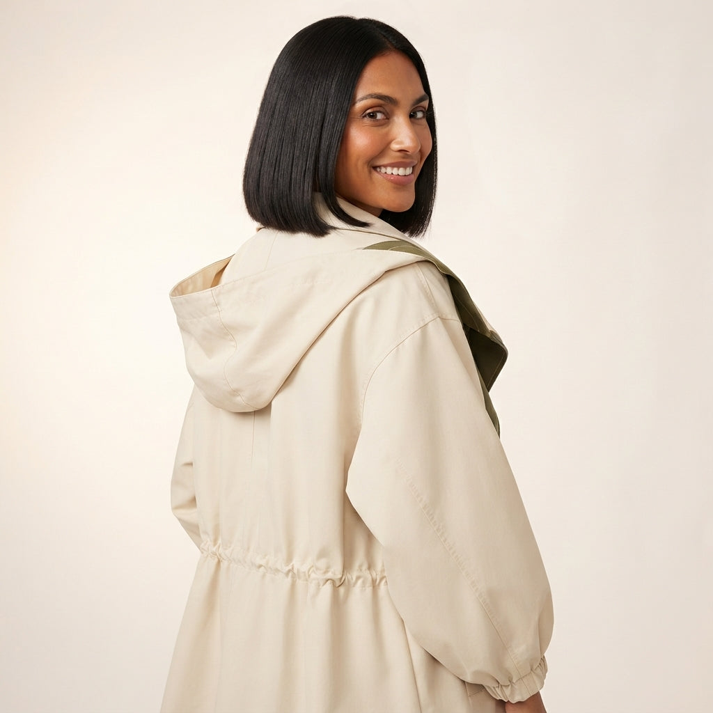 Josie Women's Oversized Draped Utility Jacket with Contrast Lapel