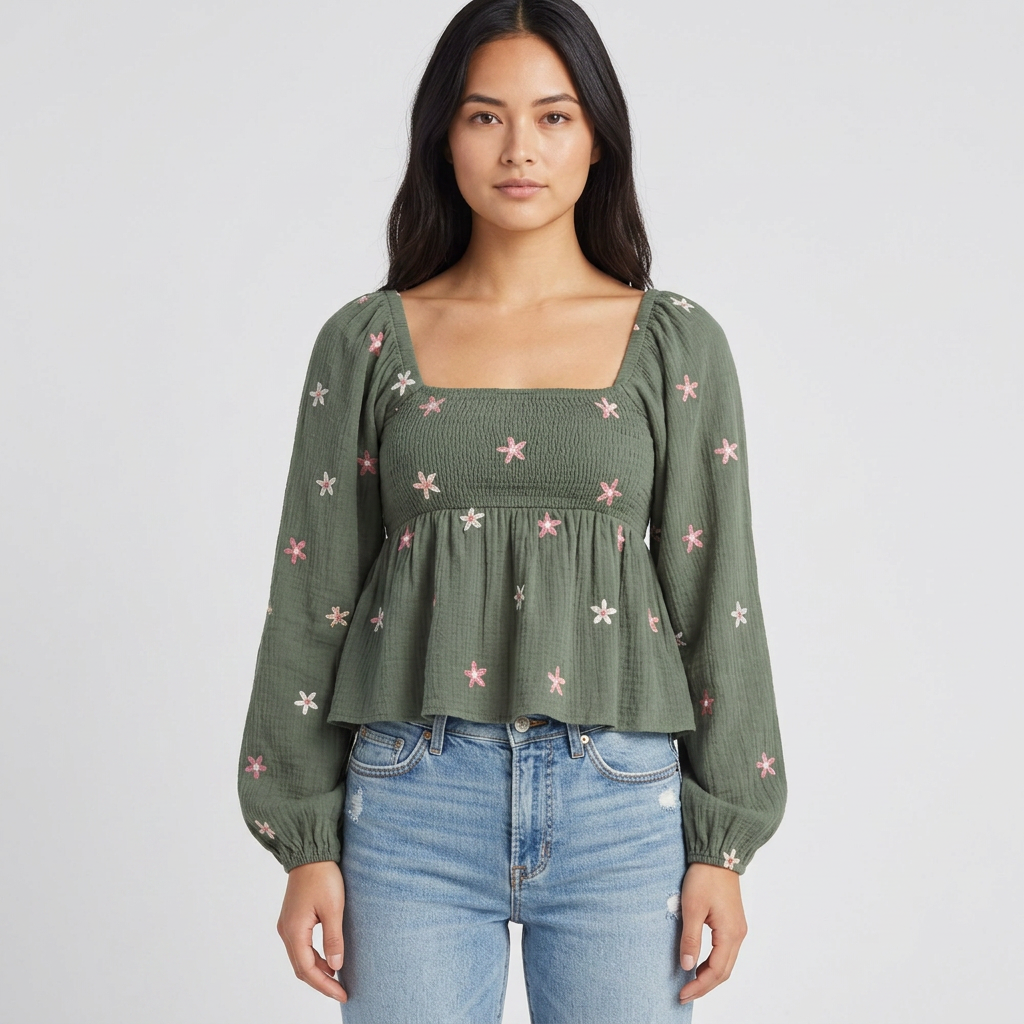 Elara Floral Smocked Peplum Blouse