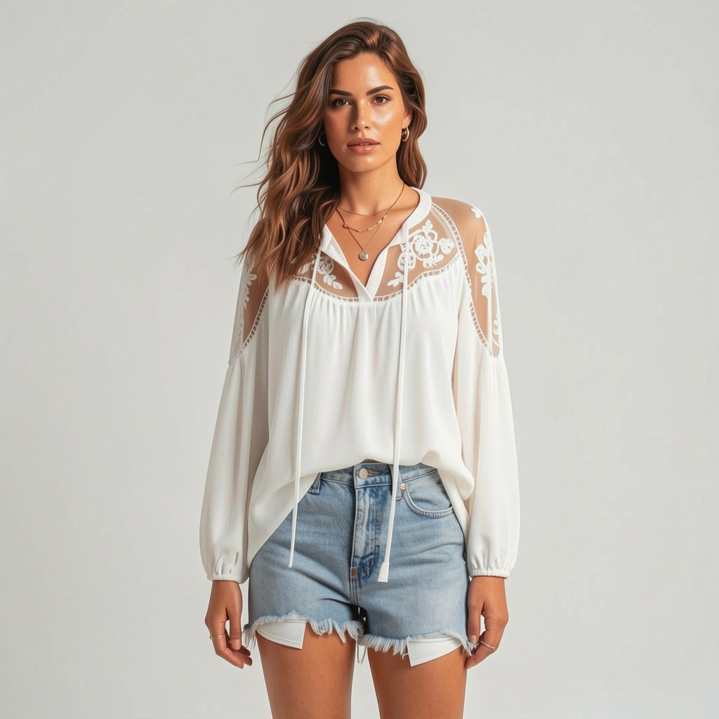 Bohemian Lace Long Sleeve Blouse
