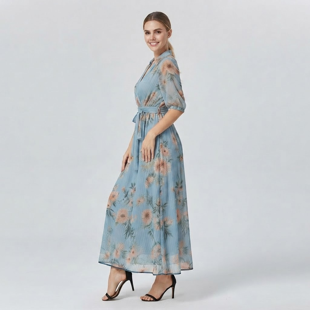 Stacey Classic Short Sleeve Dress with Flared A-Line Skirt