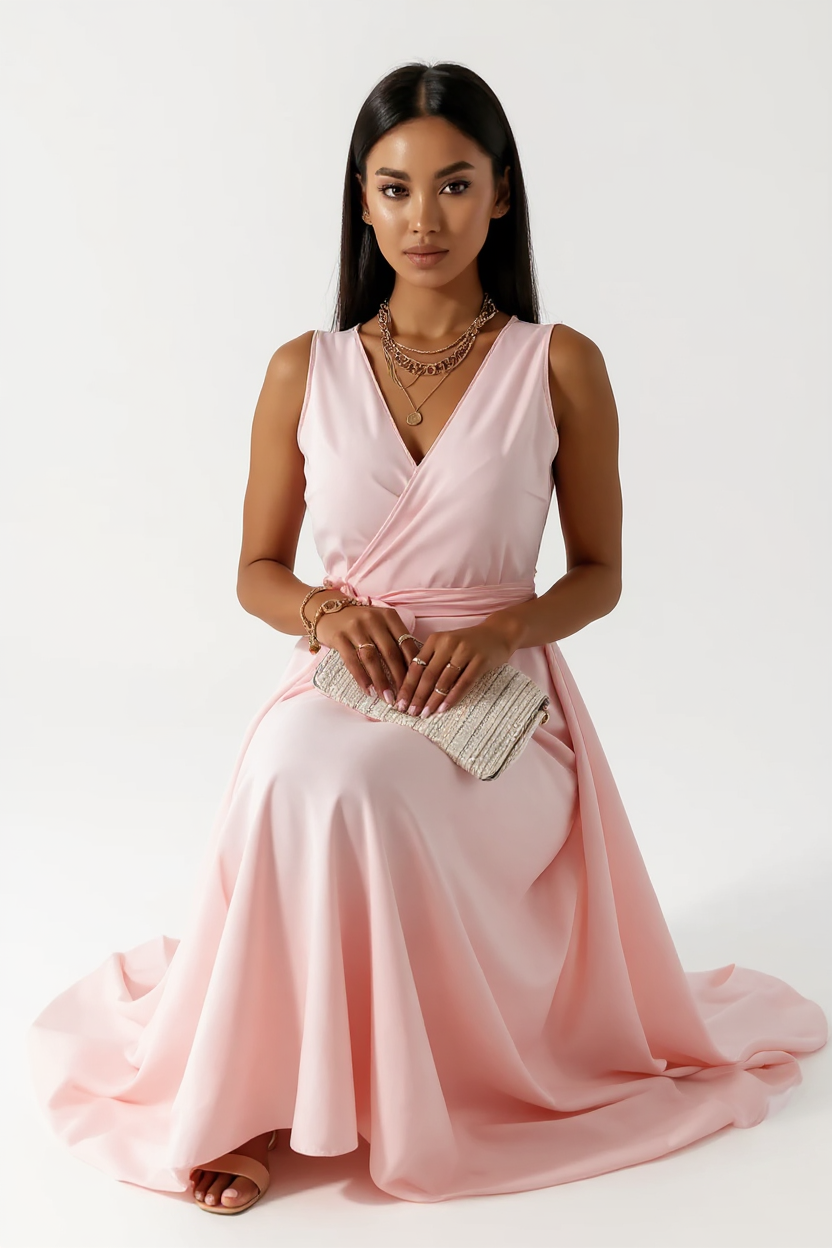 Serena Zebra Print Draped Cowl Neck Satin Maxi Dress