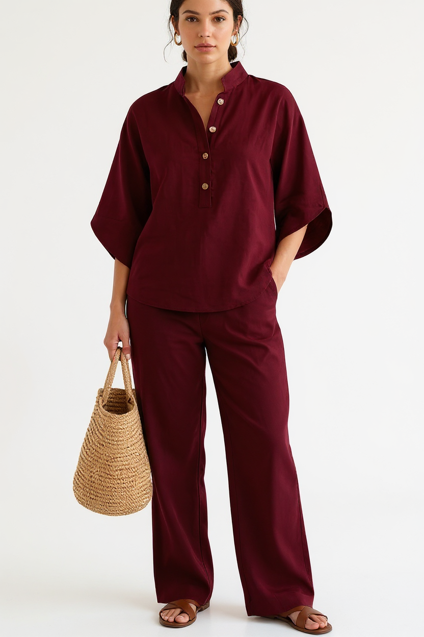 Isabelle One-Shoulder Tie-Front Crop Top and Split Maxi Skirt Set