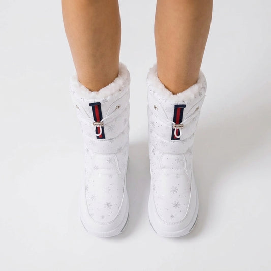 Constance – Snowflake-Print Mid-Calf Winter Boots with Plush Lining