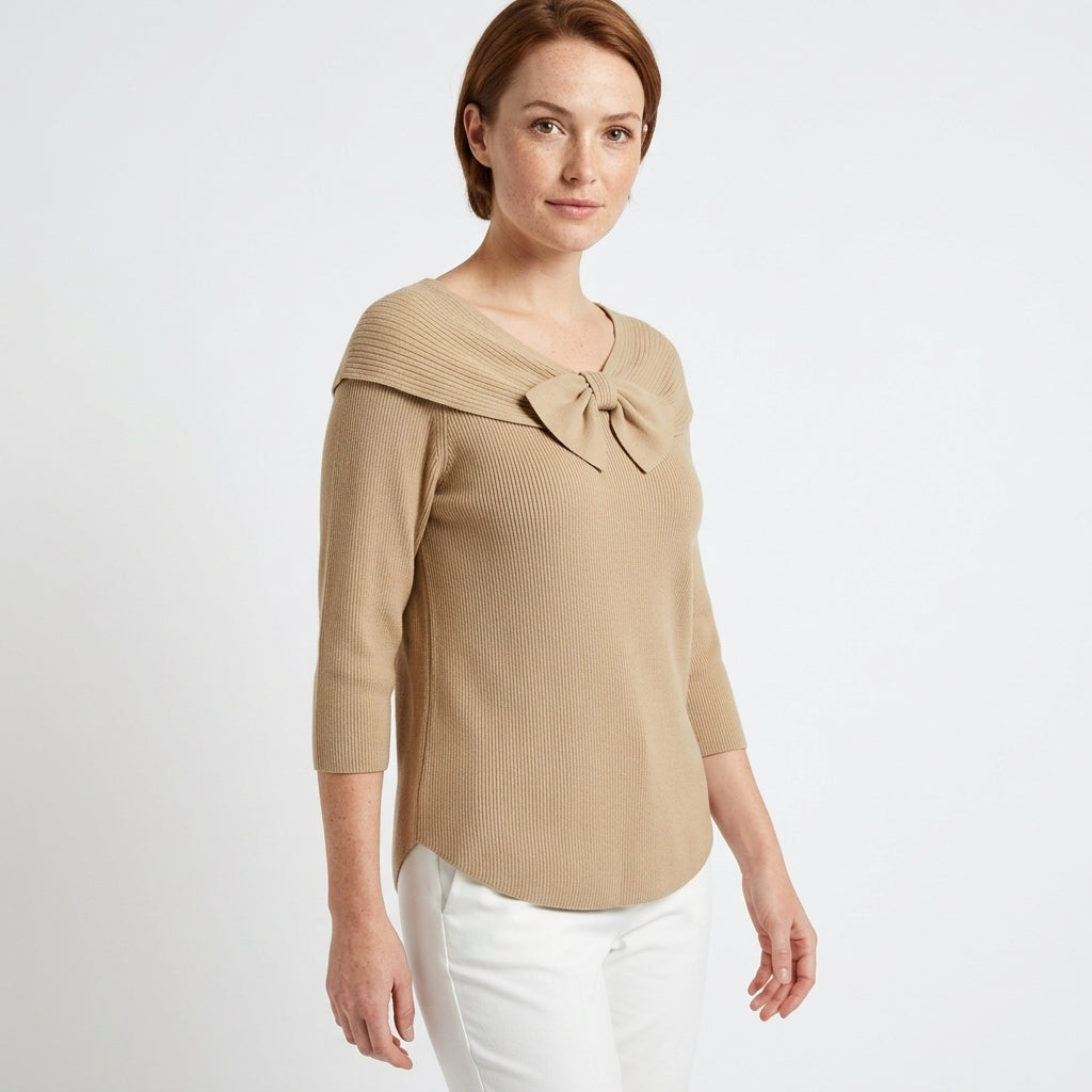Odette | Women's Fitted Sweater with Bow Detail