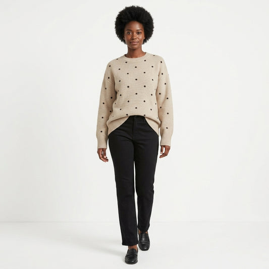 Aria | Women's Polka Dot Crewneck Knit Sweater