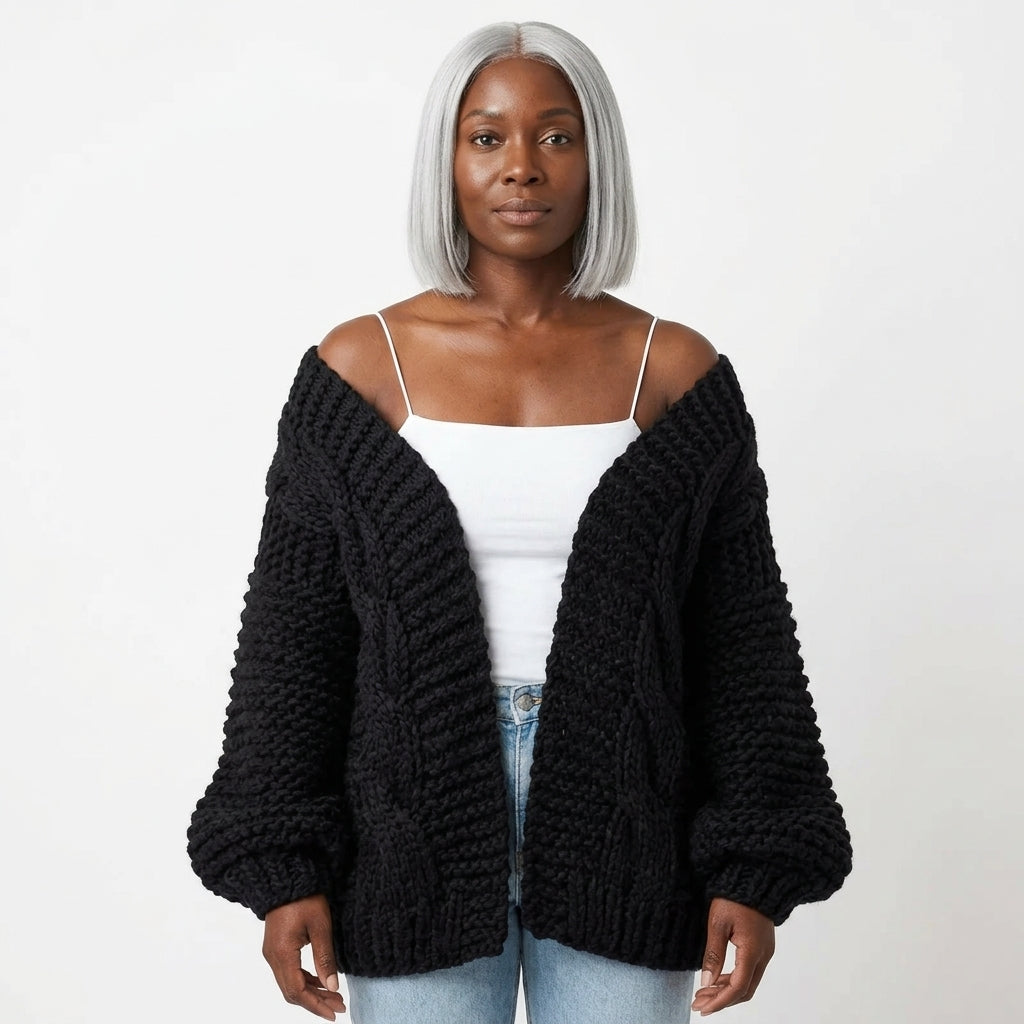 Grace Oversized Chunky Knit Open-Front Cardigan
