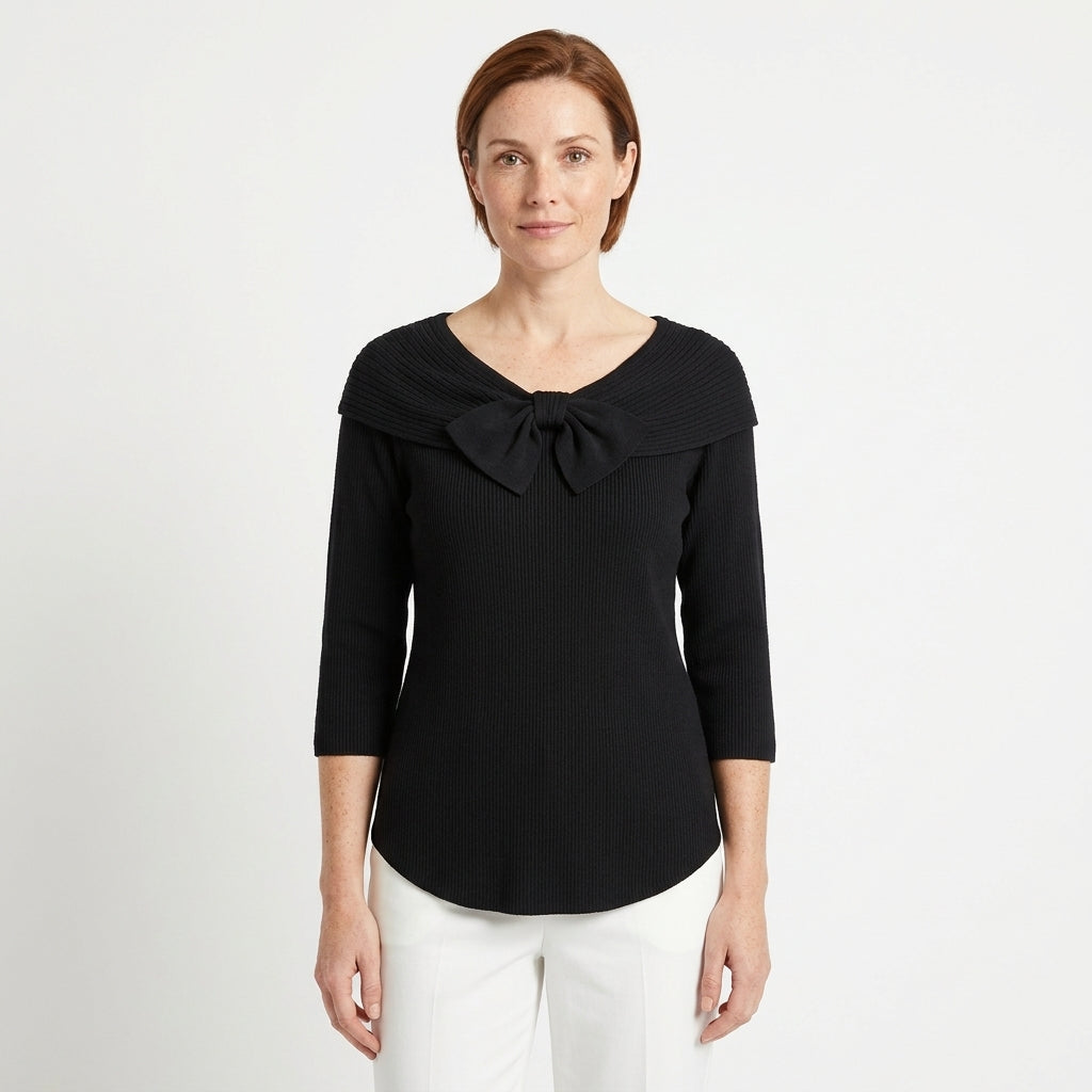 Odette | Women's Fitted Sweater with Bow Detail
