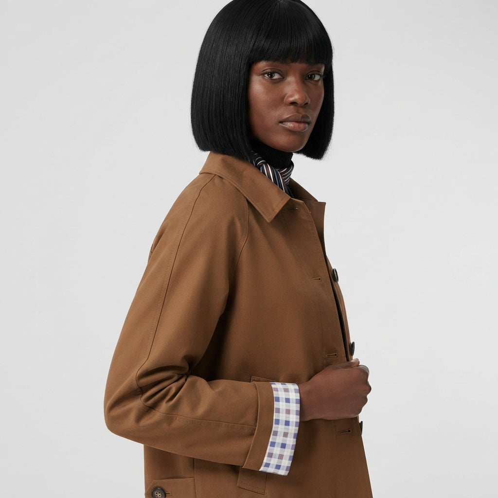 Brown Single-Breasted Casual Jacket with Pockets