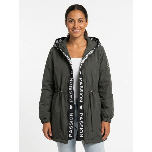 Adeline | Women's Hooded Drawstring Waist Parka Coat