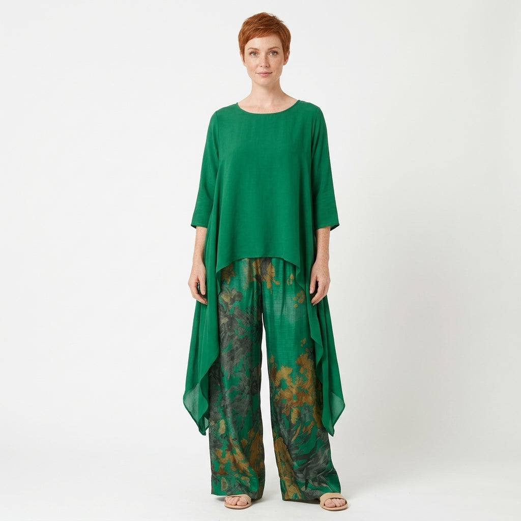 Harper | Women's Two-Piece Set with Asymmetric Top and Floral Wide-Leg Pants