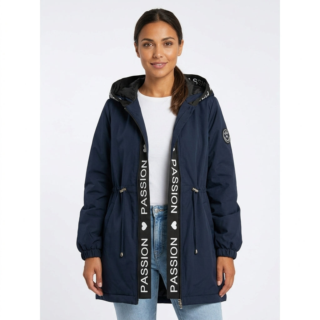 Adeline | Women's Hooded Drawstring Waist Parka Coat