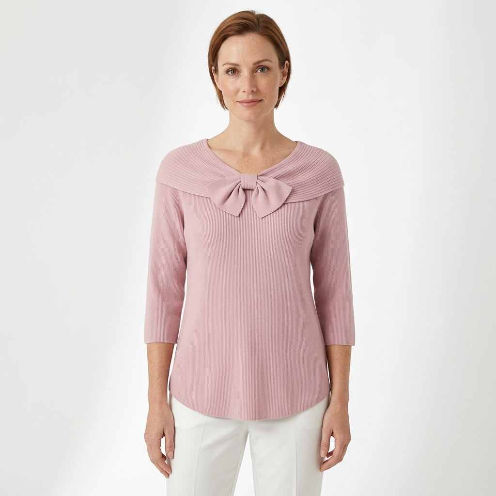 Odette | Women's Fitted Sweater with Bow Detail