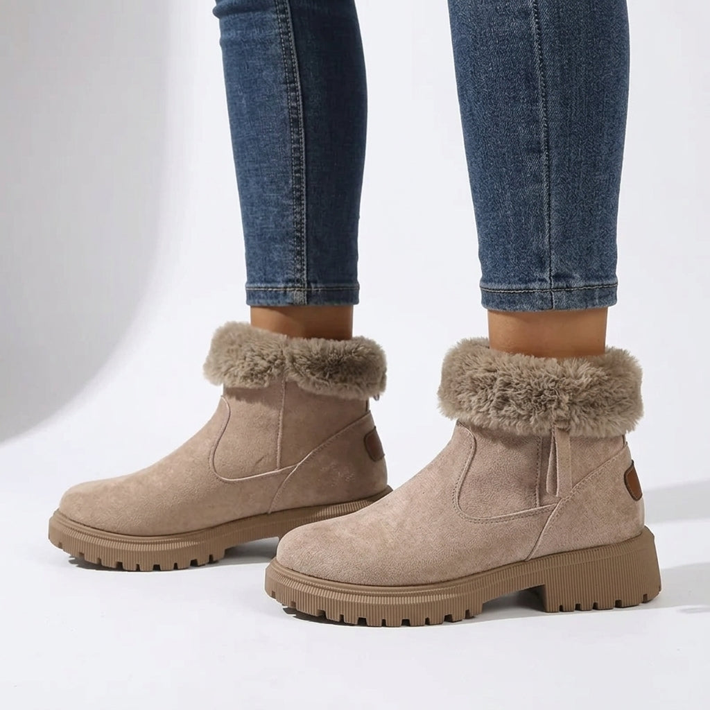 Vesper Faux Fur Snow Boot with Foldover Cuff and Lug Sole