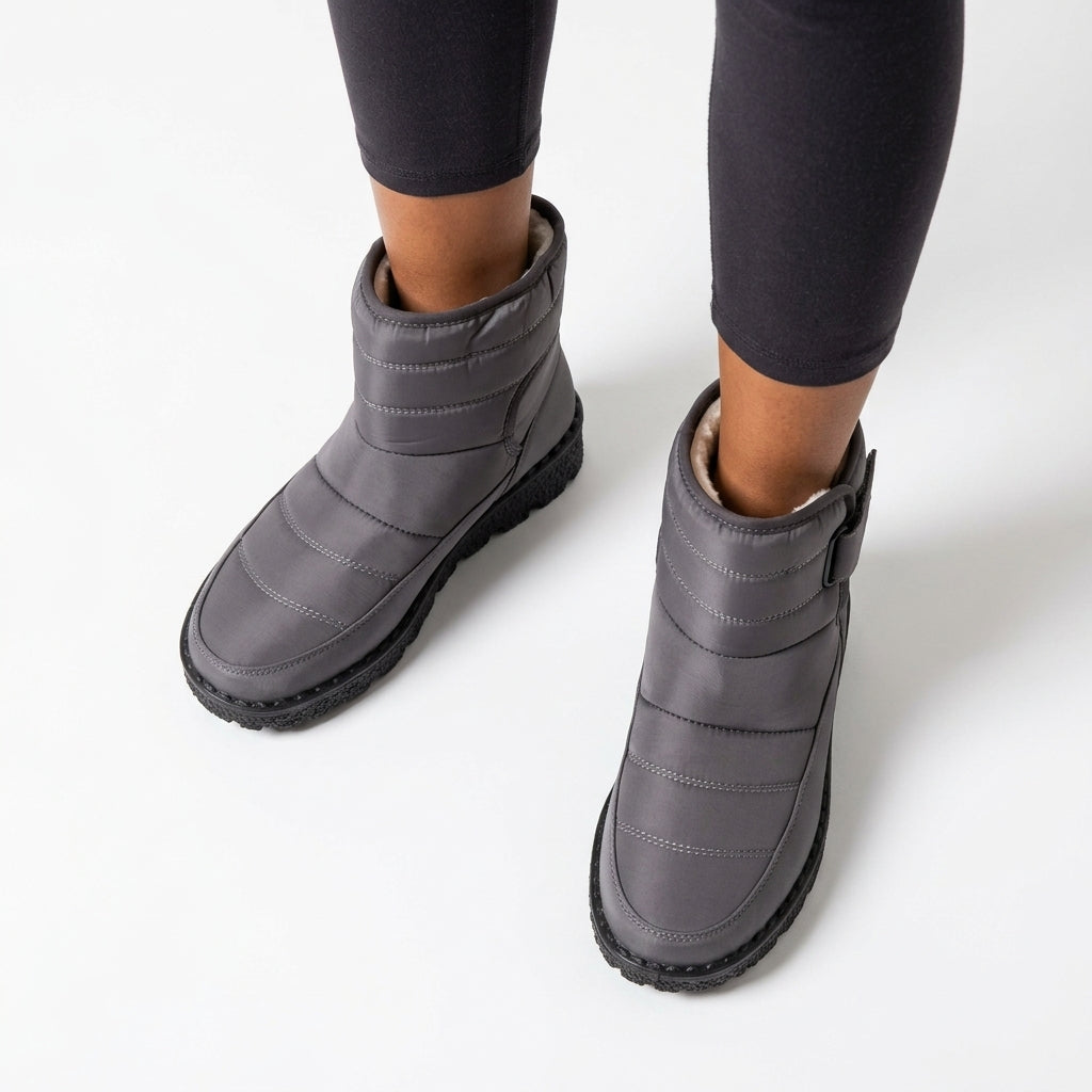 Amaris Fleece-Lined Padded Winter Ankle Boots with Lug Sole