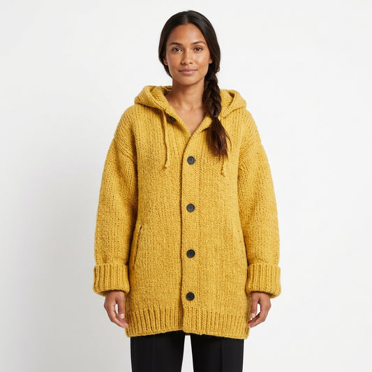 Elara | Women's Chunky Knit Oversized Cardigan with Hood and Pockets