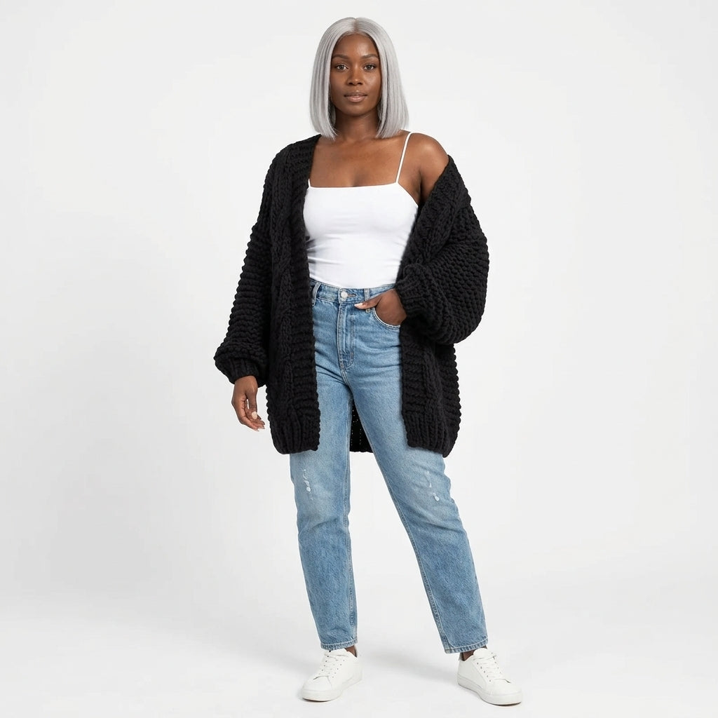 Grace Oversized Chunky Knit Open-Front Cardigan