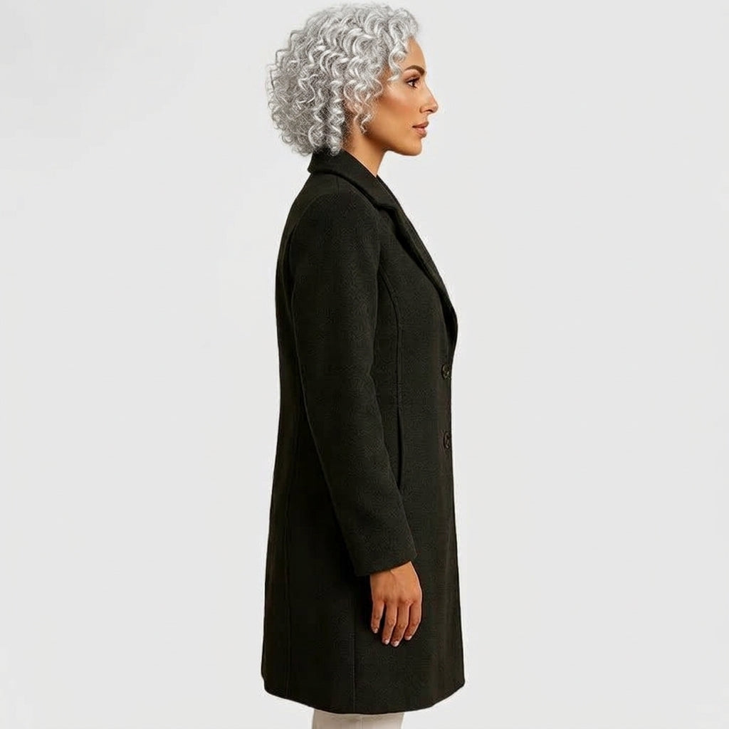 Rheya | Women's Slim-Fit Coat with Classic Lapels and Button Closure