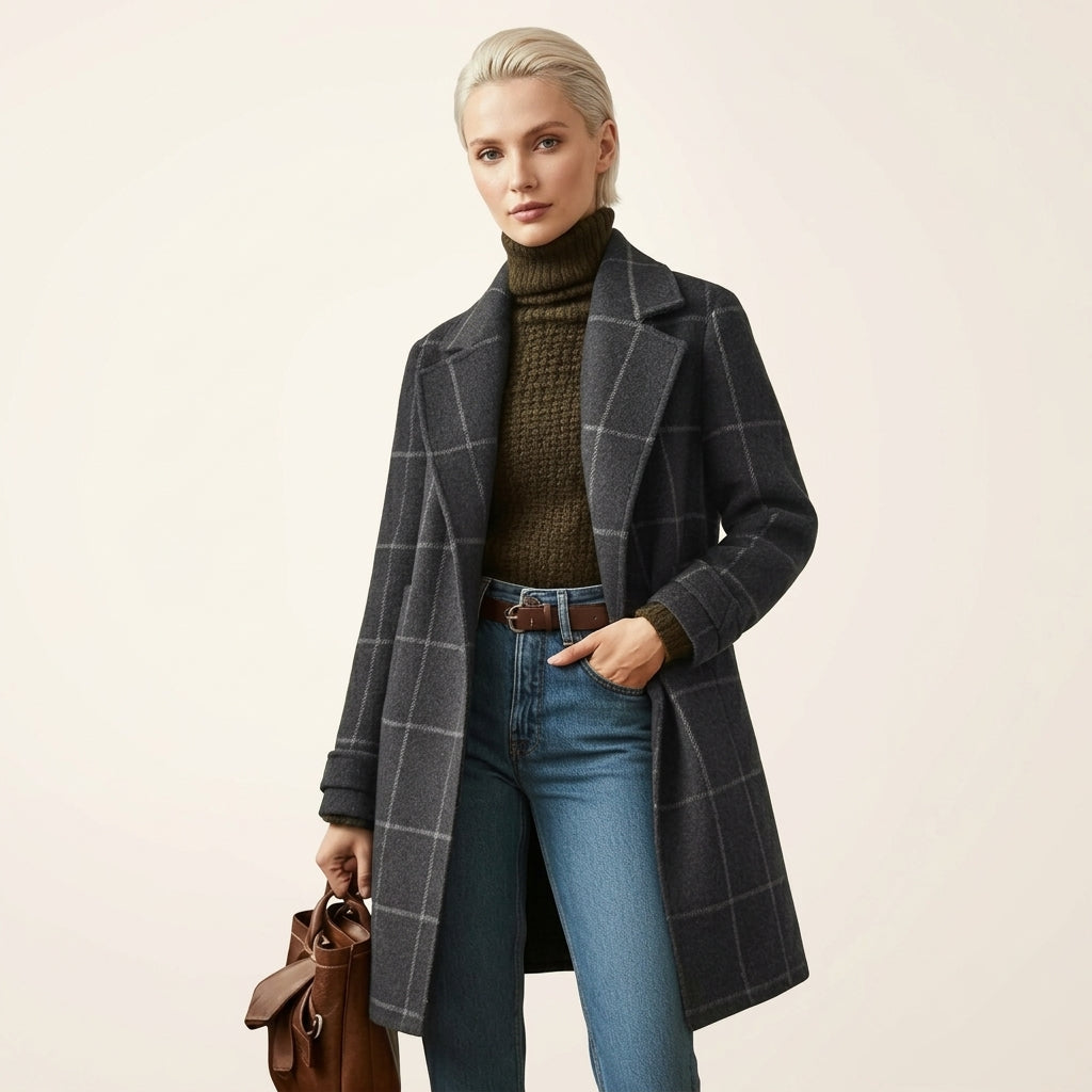 Jennifer Wool Check Coat