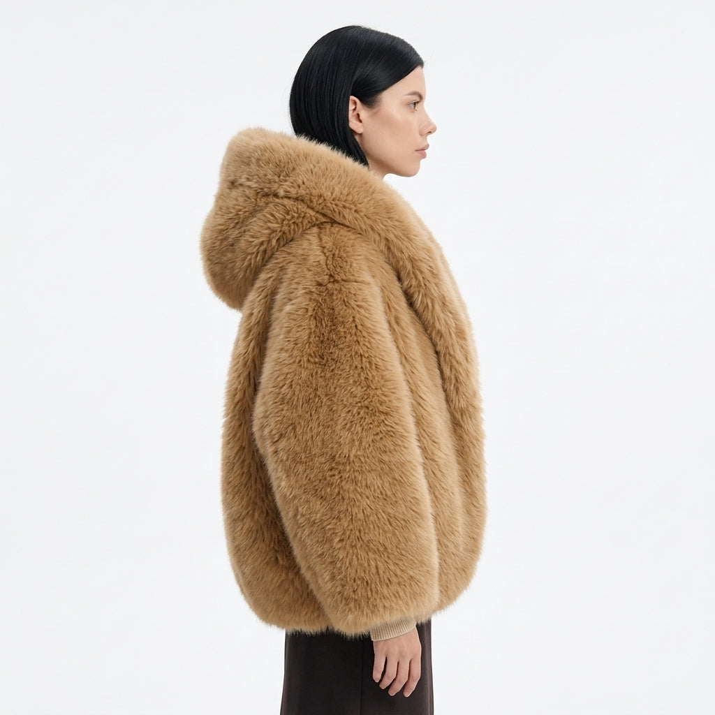 Evelyn | Women's Oversized Hooded Faux Fur Long Sleeve Winter Coat