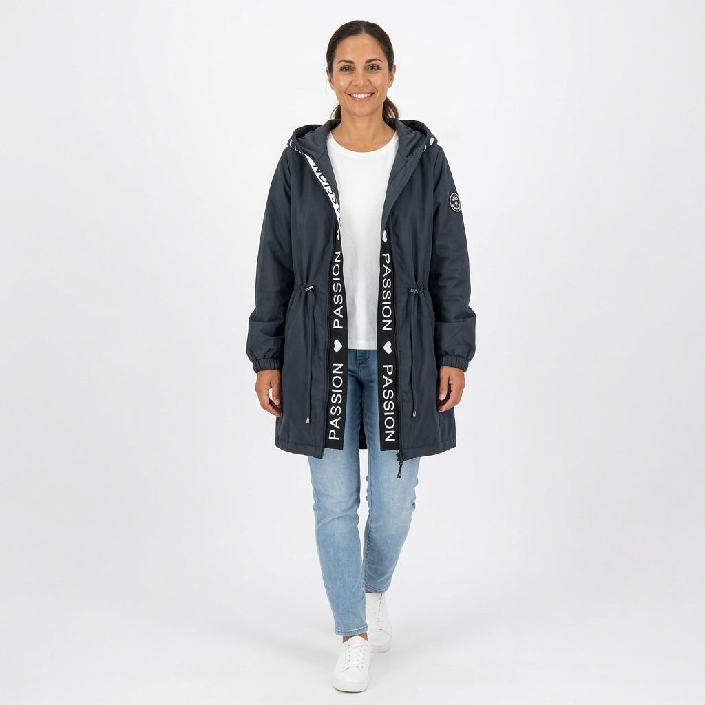 Adeline | Women's Hooded Drawstring Waist Parka Coat
