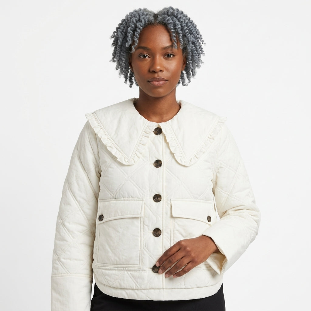 Tamsin-Skye Ruffled Collar Quilted Jacket