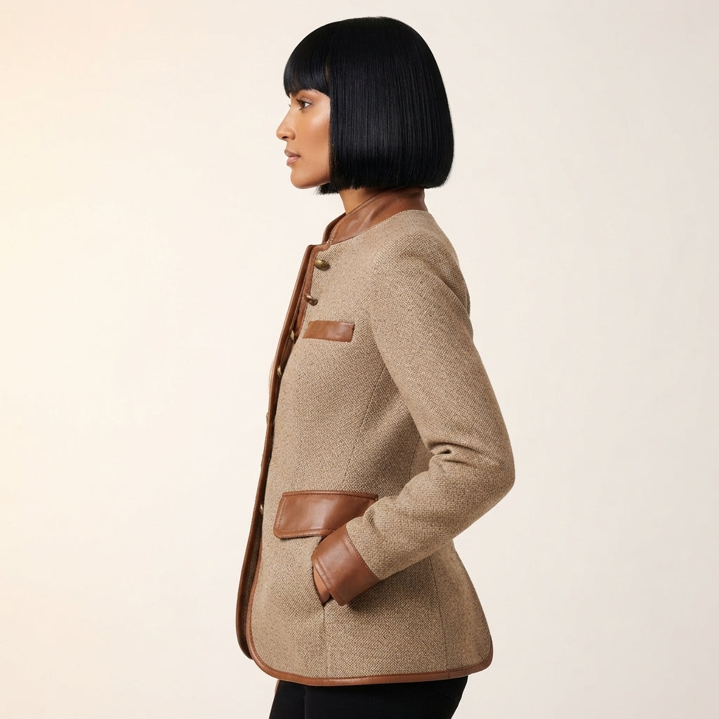 Zoe | Women's Heritage Tweed Contrast-Trim Blazer