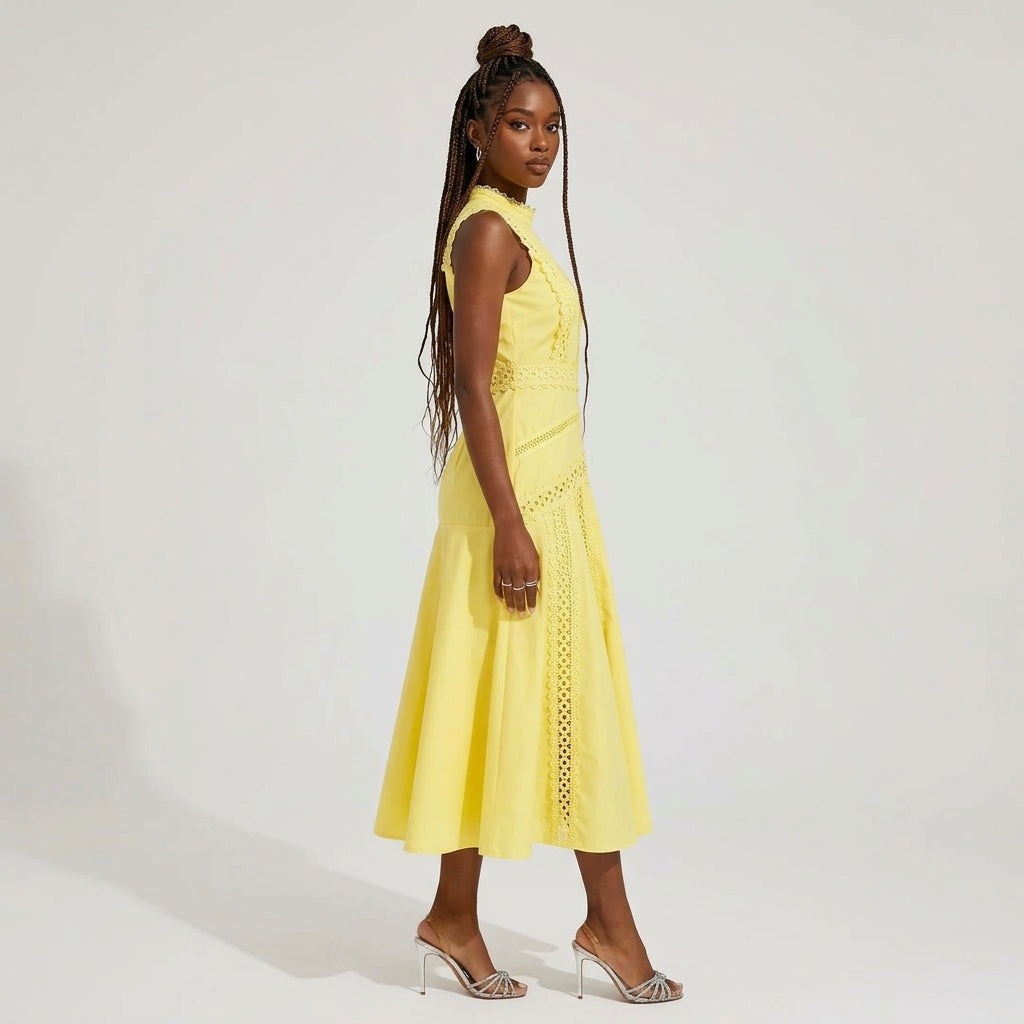 Women's Sleeveless Lace Midi Dress