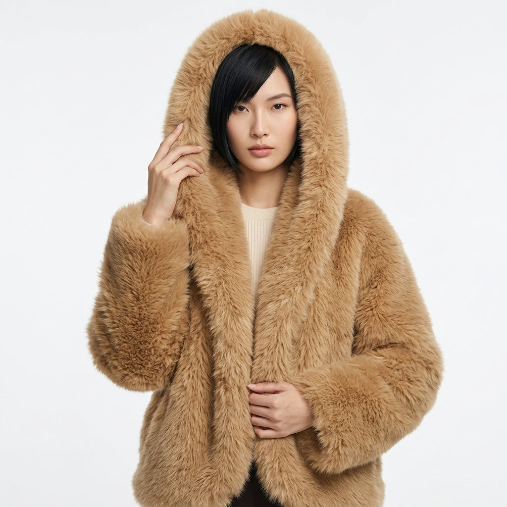 Evelyn | Women's Oversized Hooded Faux Fur Long Sleeve Winter Coat
