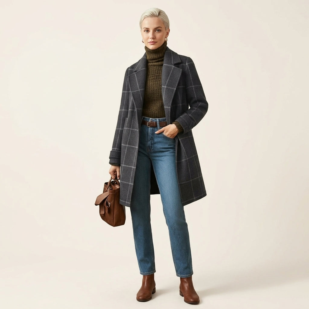 Jennifer Wool Check Coat