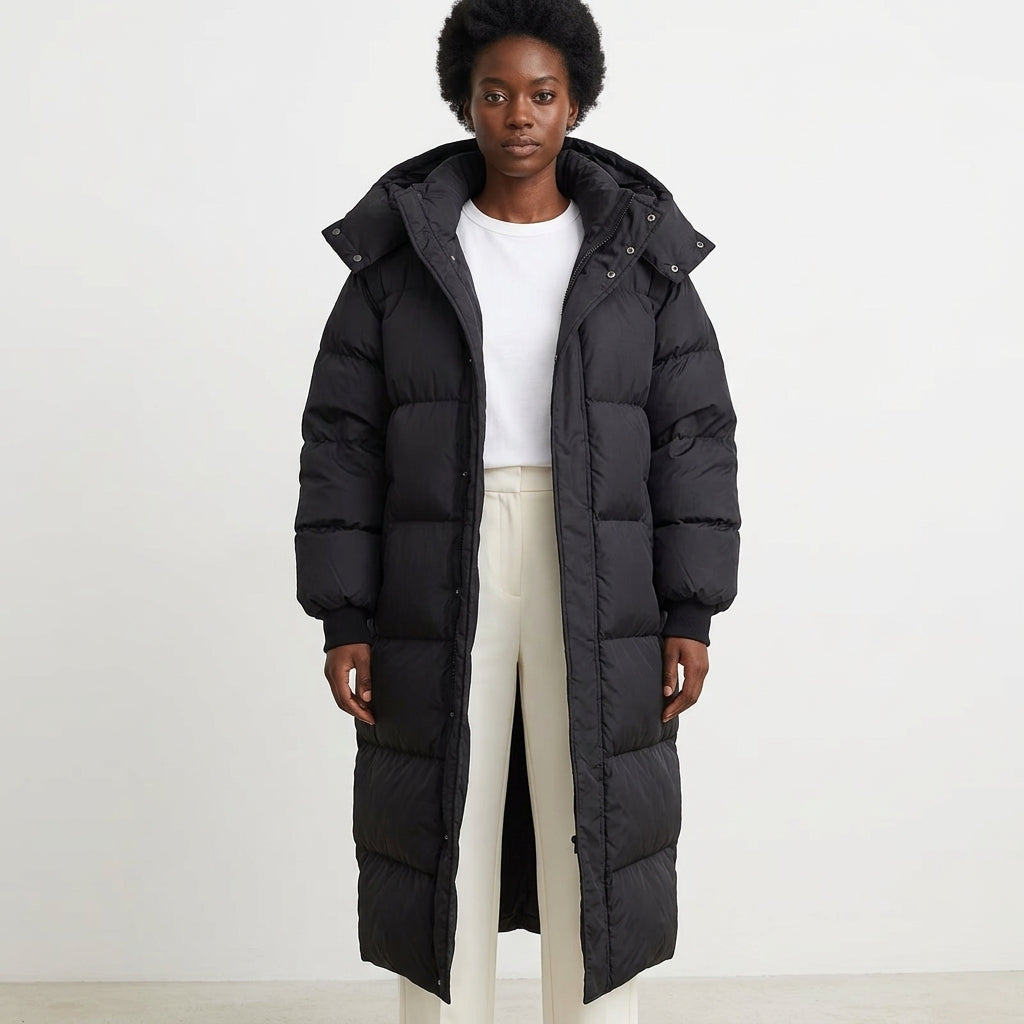 Aurelia | Women's Oversized Long Quilted Puffer Coat with Hood