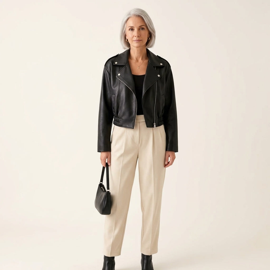 Monica Cropped Moto Jacket
