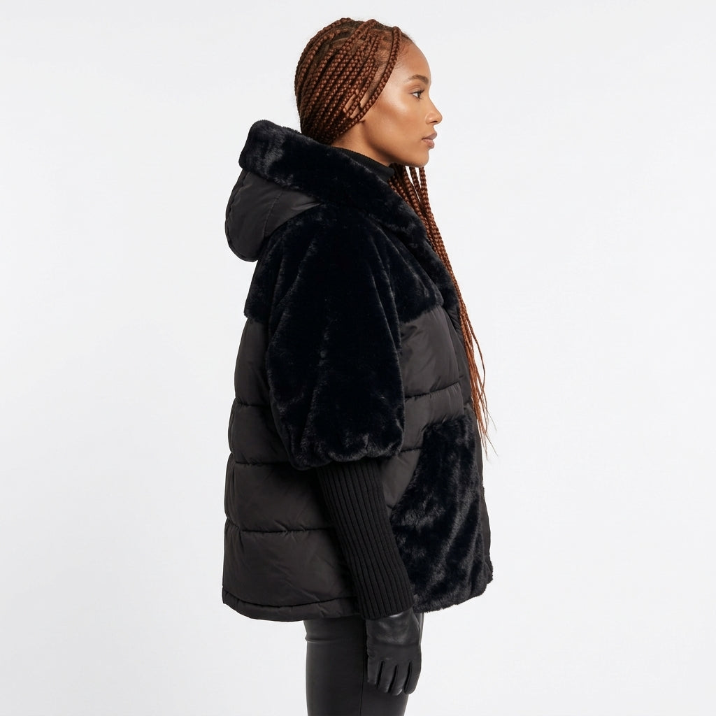 Grace | Women's Coat Oversized Faux Fur Quilted Hooded Puffer Jacket