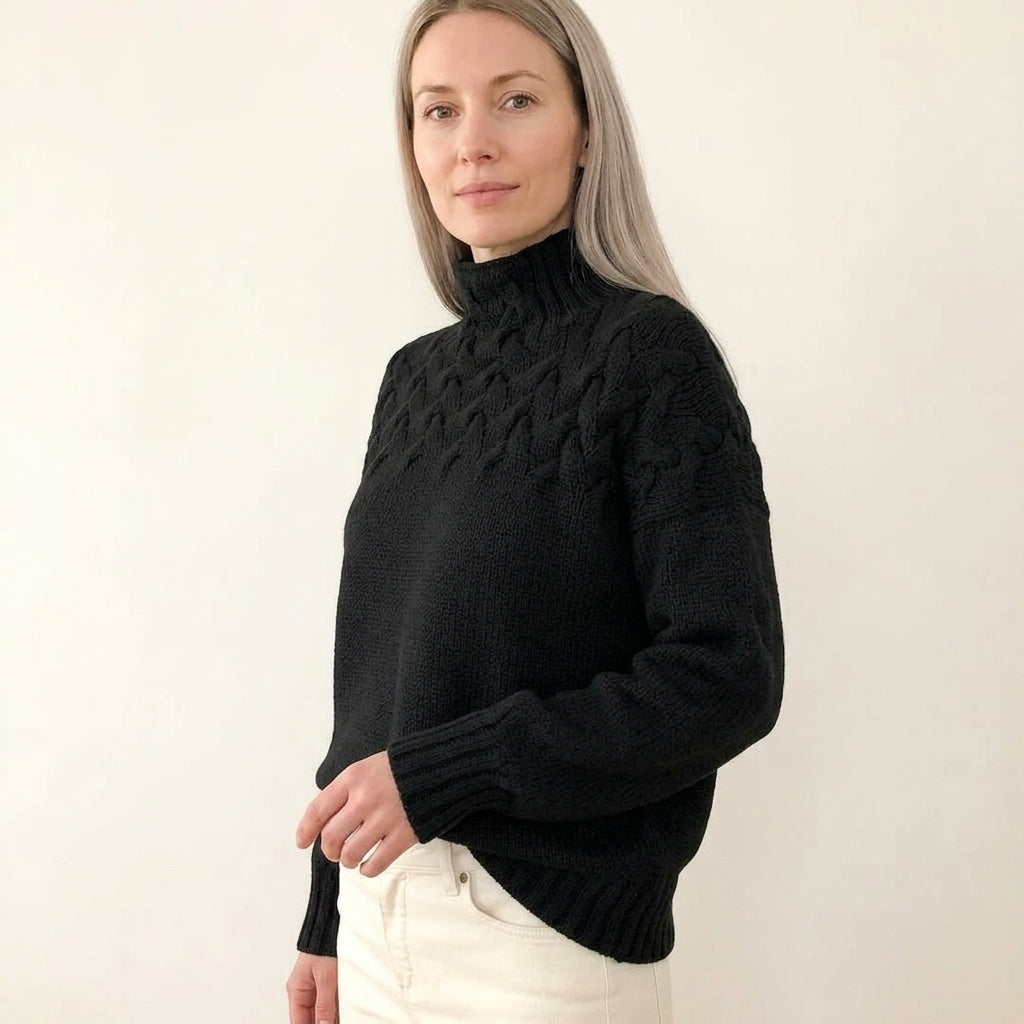 Evelyn | Women's Cable Knit Turtleneck Pullover Sweater