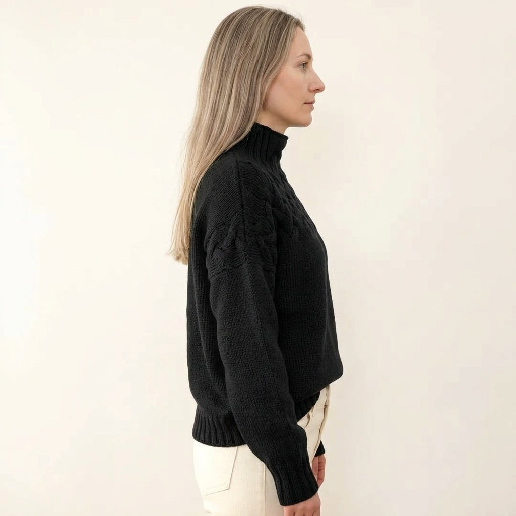 Evelyn | Women's Cable Knit Turtleneck Pullover Sweater
