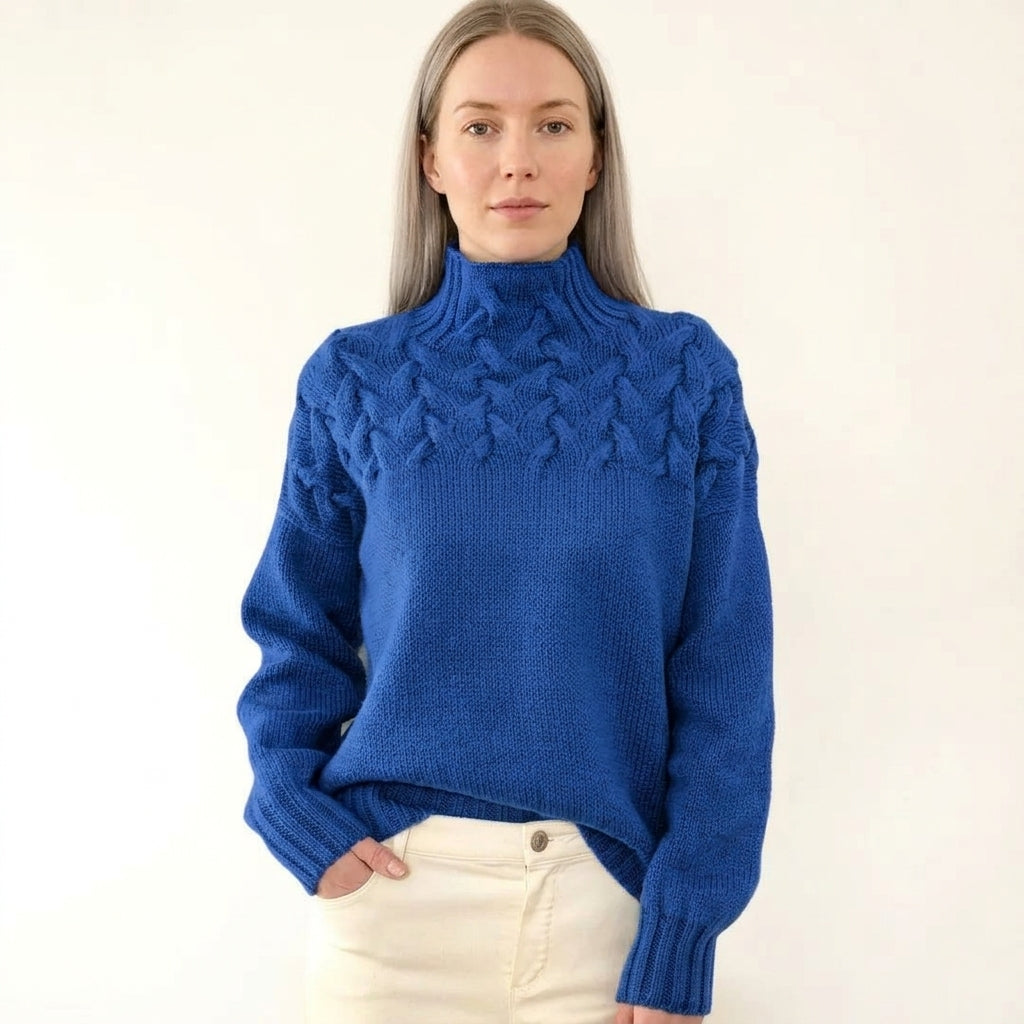 Evelyn | Women's Cable Knit Turtleneck Pullover Sweater
