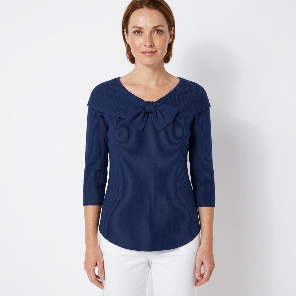 Odette | Women's Fitted Sweater with Bow Detail