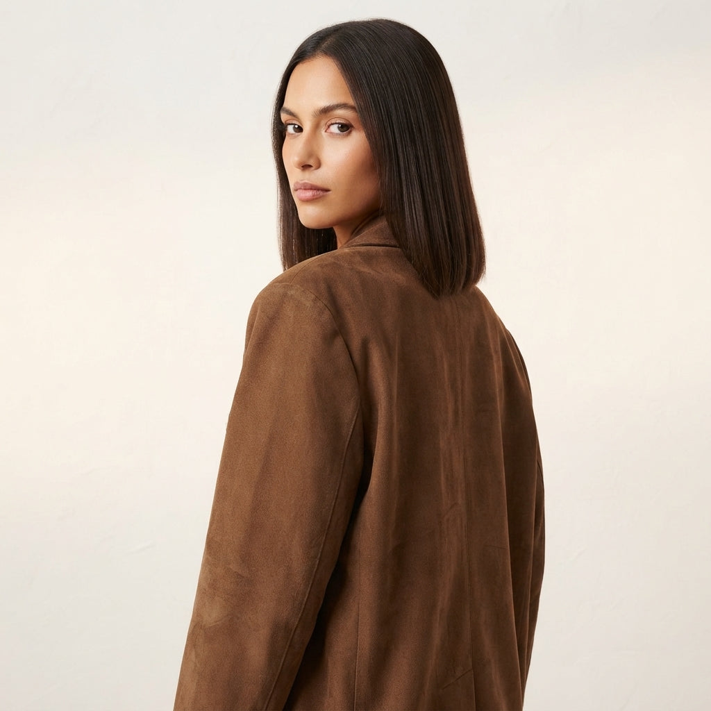 Alice | Women's Brown Notch-Lapel Oversized Blazer