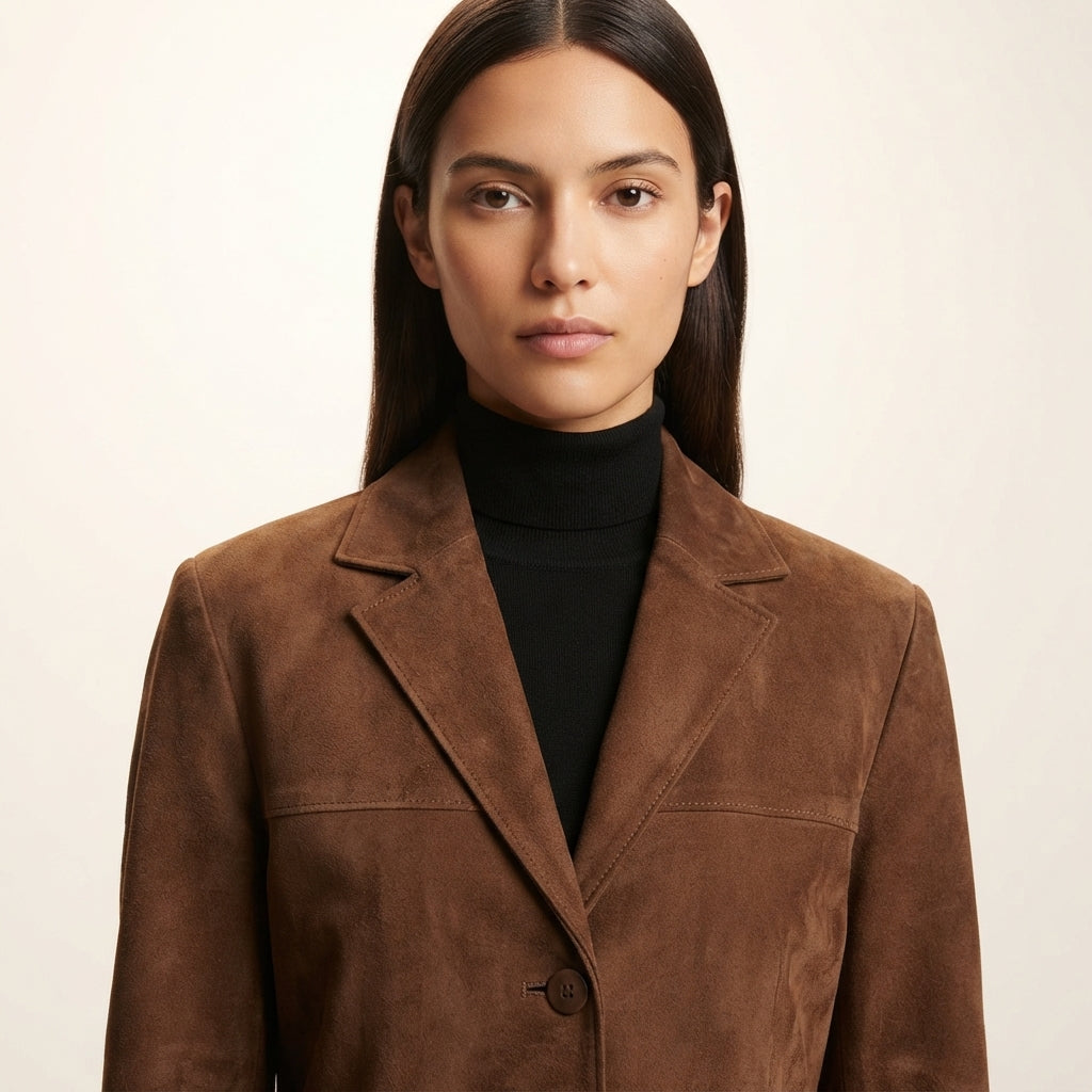 Alice | Women's Brown Notch-Lapel Oversized Blazer