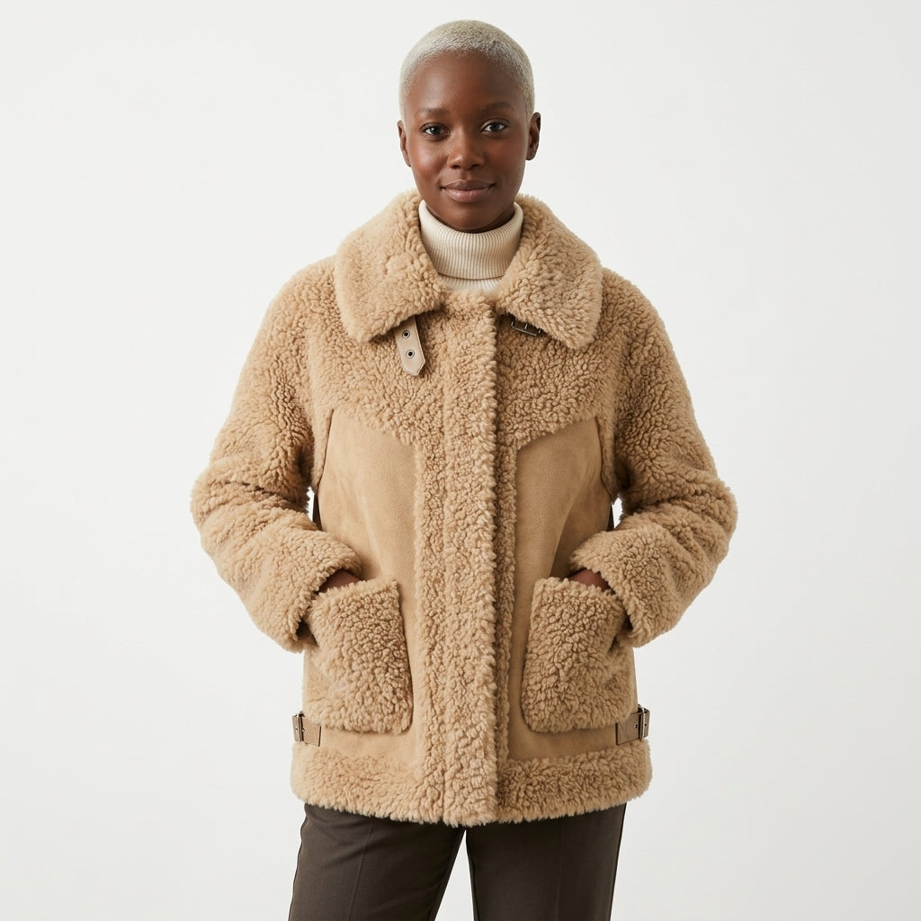 Sofia Structured-Collar Shearling Jacket