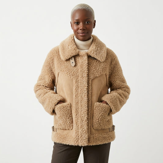 Sofia Structured-Collar Shearling Jacket