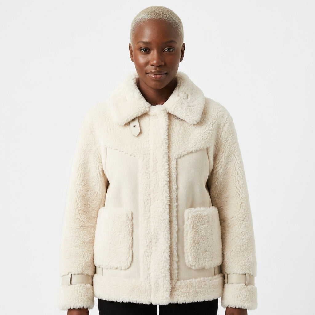 Sofia Structured-Collar Shearling Jacket