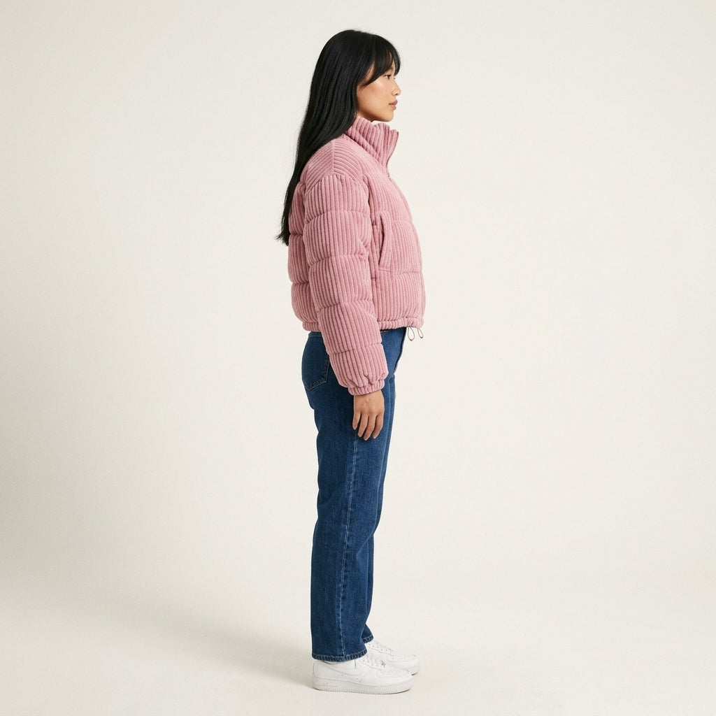 Zurich Women's Cropped Corduroy Quilted Puffer Jacket