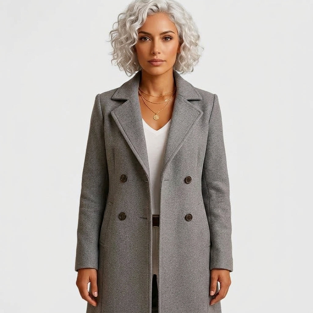 Rheya | Women's Slim-Fit Coat with Classic Lapels and Button Closure