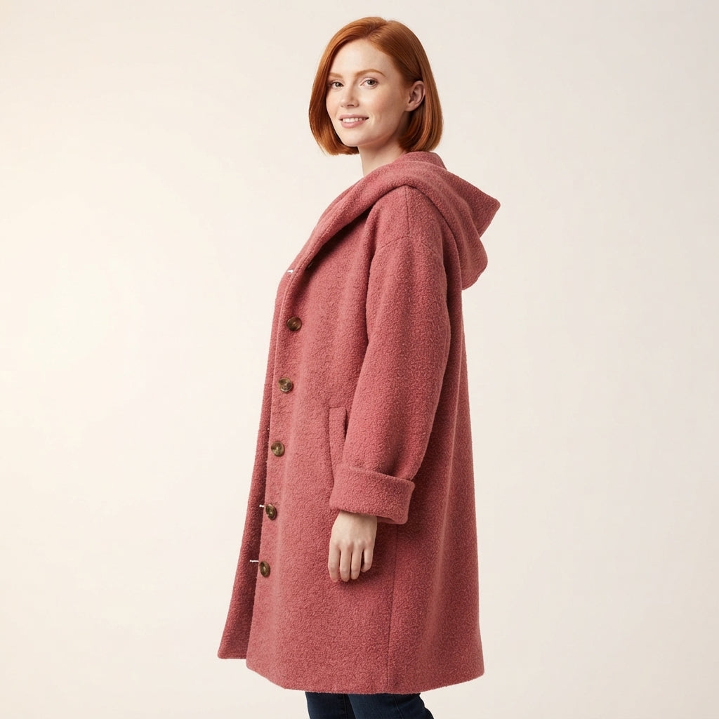 Hazel Women's Hooded Marled Knit Coat, Mid-Calf Length