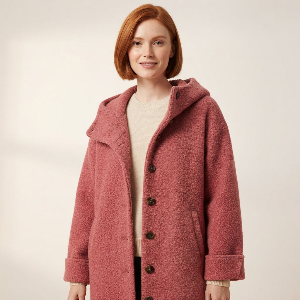 Hazel Women's Hooded Marled Knit Coat, Mid-Calf Length