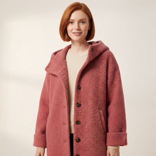 Hazel Women's Hooded Marled Knit Coat, Mid-Calf Length