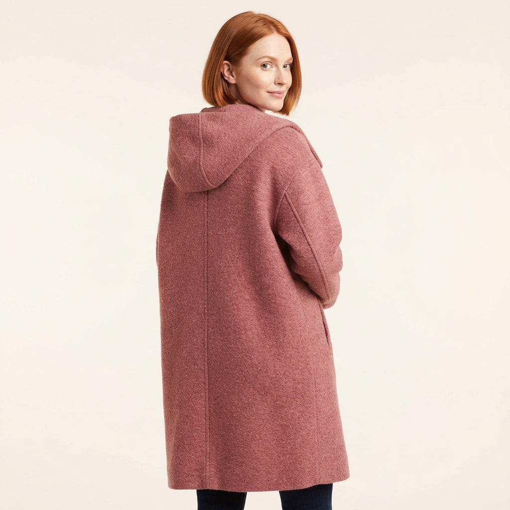Hazel Women's Hooded Marled Knit Coat, Mid-Calf Length